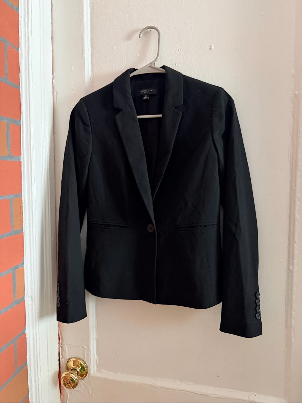 Ann Taylor Black Single-Button Tailored Blazer
